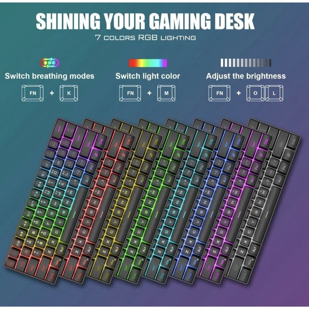 RedThunder 60% Gaming Keyboard Mouse Combo, 61 Keys RGB Backlit, Ultra-Compact